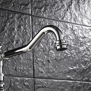 Porcelain Double Handles Single Hole Brass Kitchen Faucet in Polished Chrome
